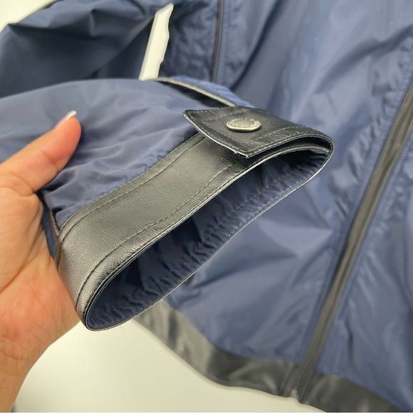 SEDUKA Men’s Regular Navy Full Zip Nylon Moto Jacket Medium - Picture 5 of 16